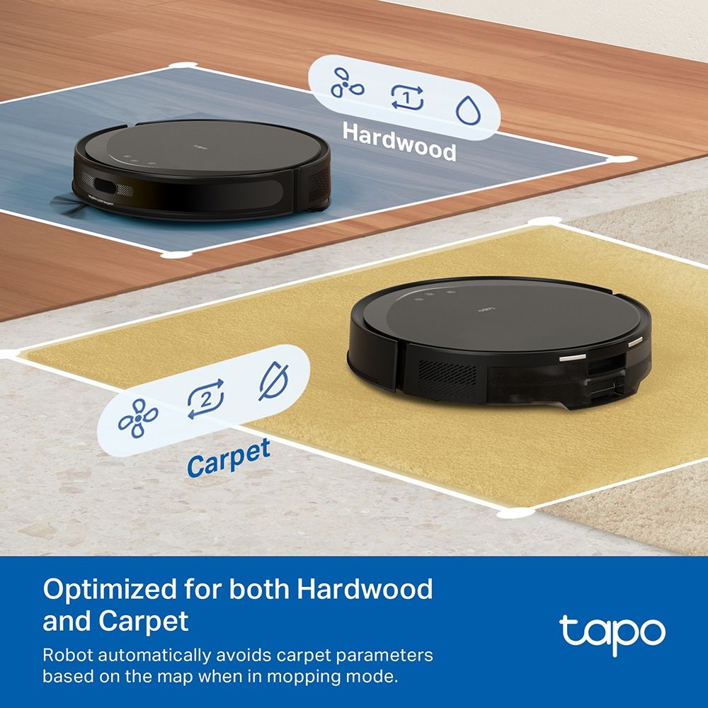 TP-Link Tapo RV20 Max Plus MagSlim LiDAR Navigation Robot Vacuum & Mop with Auto-Empty Dock Black