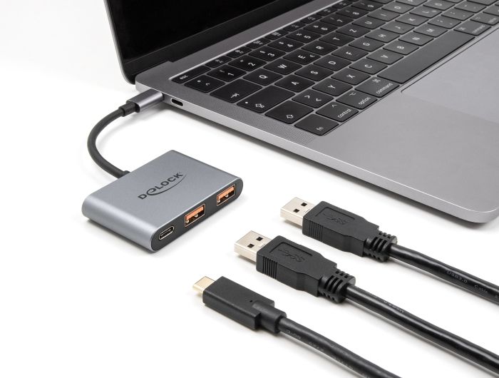 DeLock 3 Port USB Hub 10 Gbps with USB Type-C to 1x USB Type-C + 2x USB Type-A