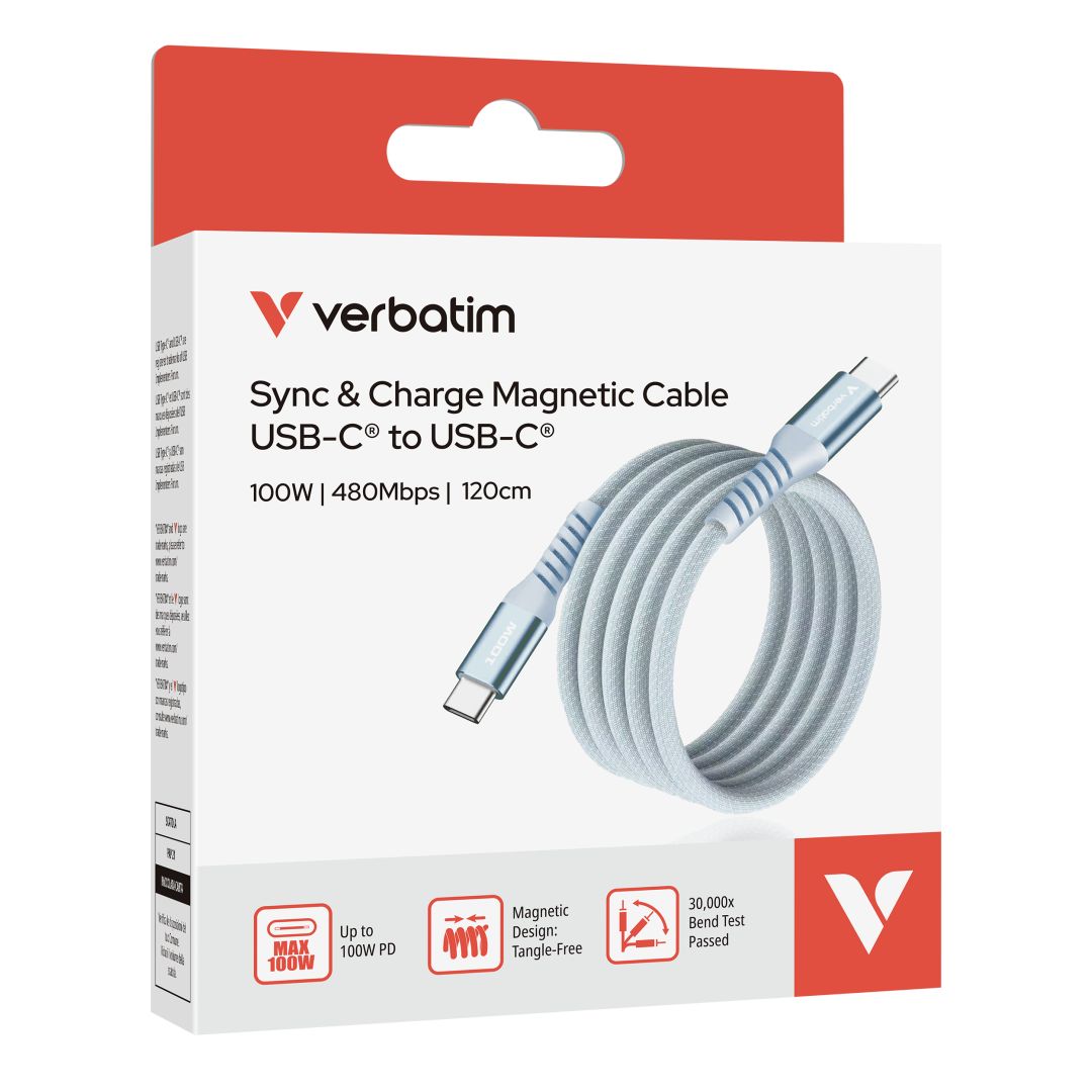 Verbatim Sync&Charge USB-C/USB-C 100W Magnetic cable 1,2m Blue