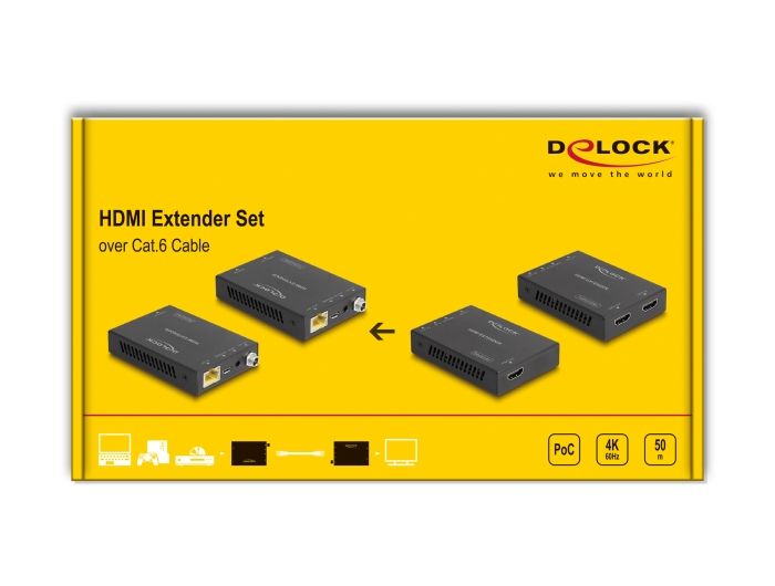 DeLock HDMI Extender Set over Cat.6 cable 4K 60Hz 50m Black