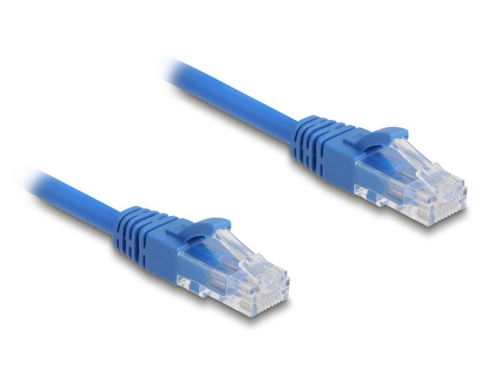 DeLock RJ45 Coiled Cable plug to plug Cat.6 UTP 0.8 m to 1,8m Blue