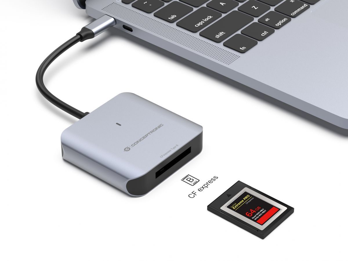 Conceptronic BIAN08G CFexpress 2.0 Type B Card Reader USB 3.2 Gen 2 Grey