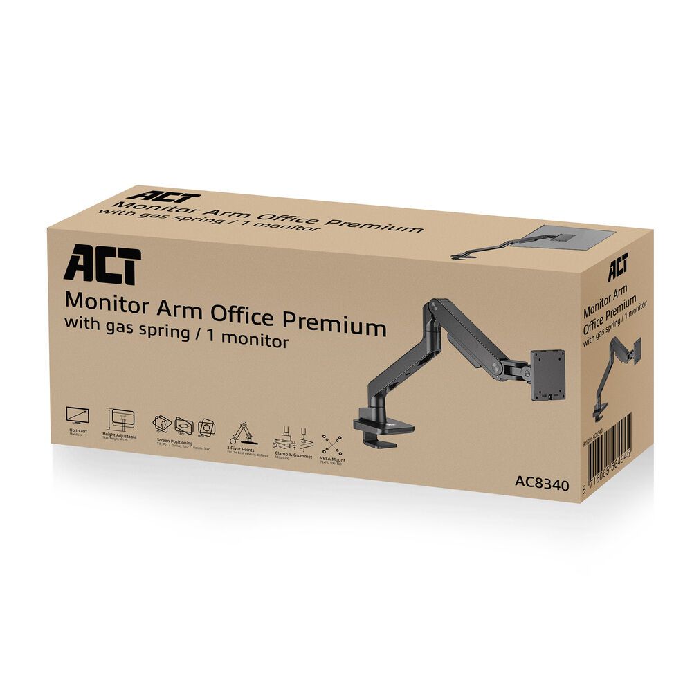 ACT AC8340 Single Monitor Arm Office Premium with Gas Spring