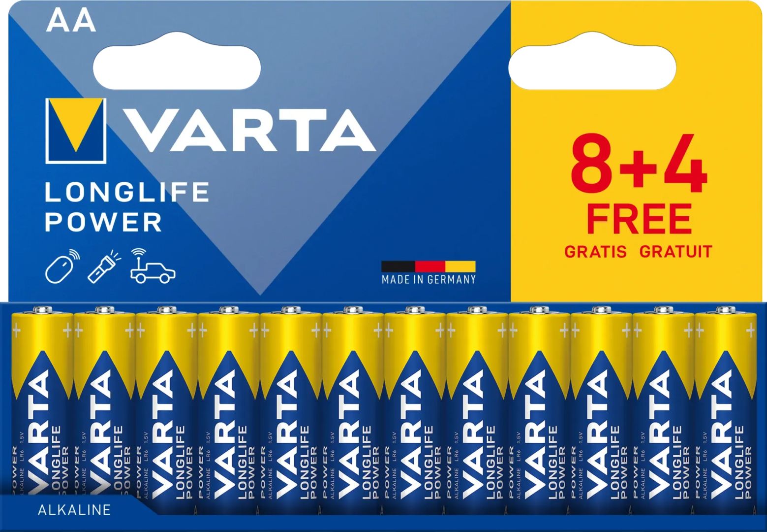 Varta AA Alkáli Elem 8+4db/csomag