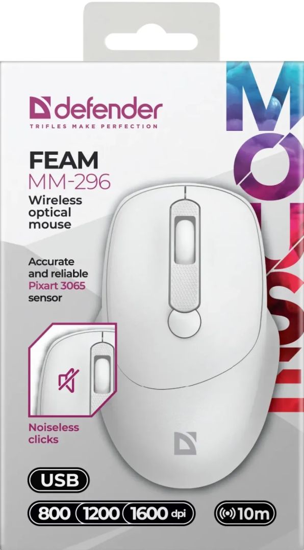 Defender Feam MM-296 Wireless Mouse White