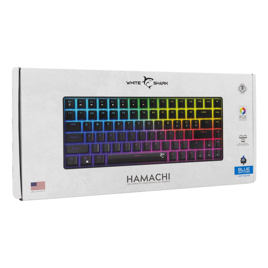 White Shark Hamachi RGB Gaming keyboard Black US