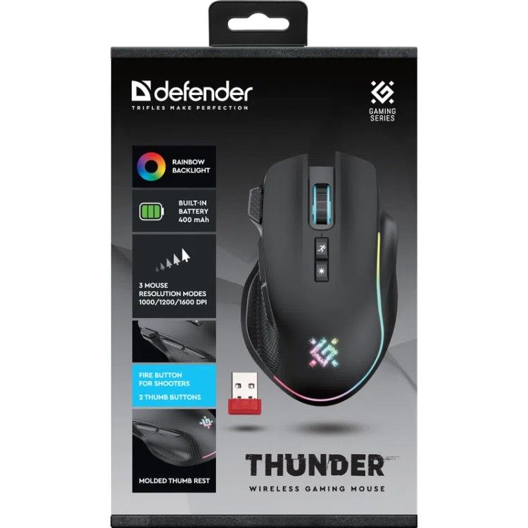 Defender GM-213 Thunder Wireless Gaming Mouse Black