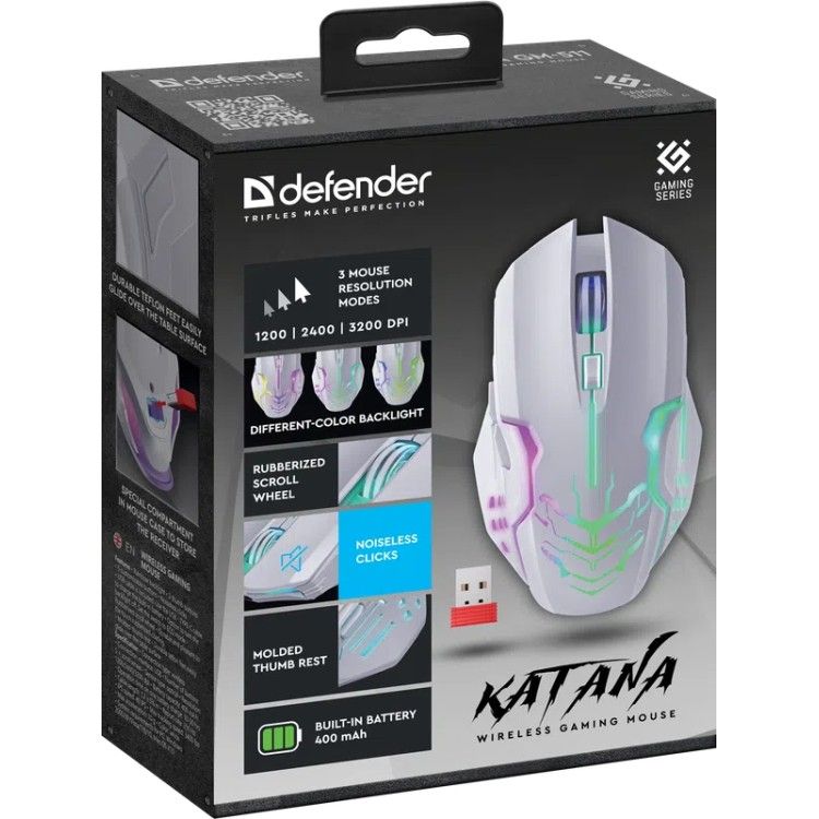 Defender GM-511 Katana Wireless Gaming Mouse White