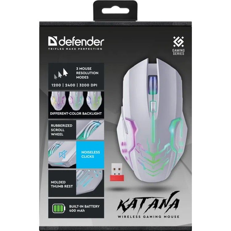 Defender GM-511 Katana Wireless Gaming Mouse White