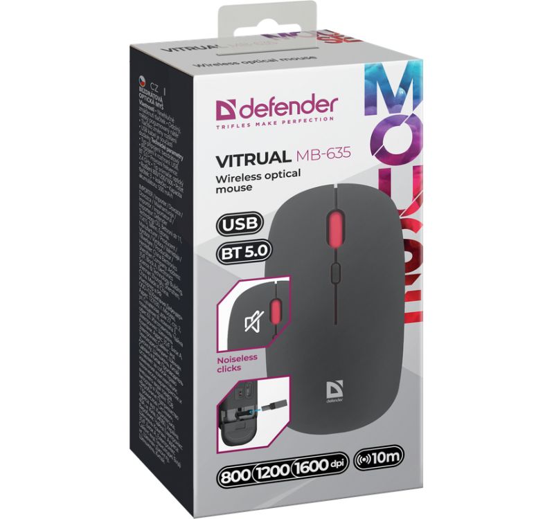 Defender MB-635 Virtual Wireless Bluetooth Mouse Black