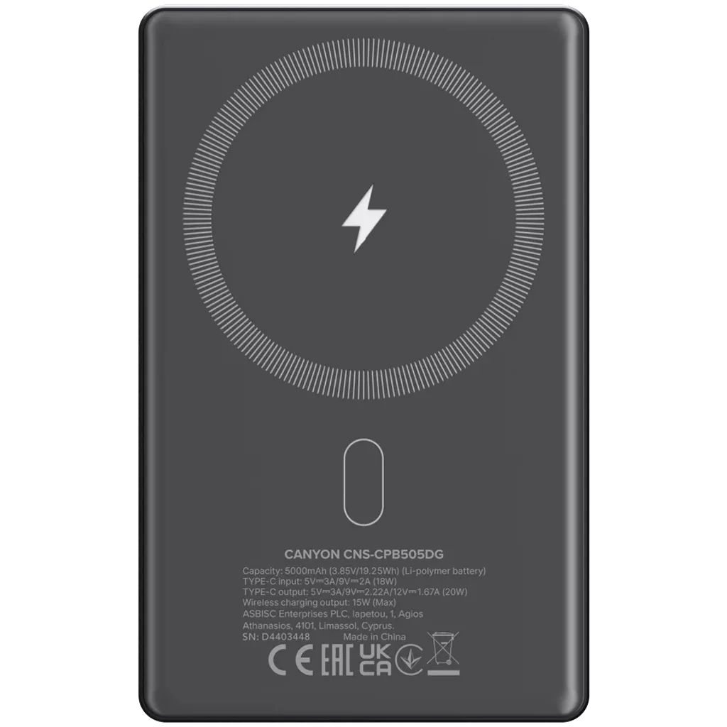 Canyon CNS-CPB505DG 5000mAh PowerBank Dark Grey