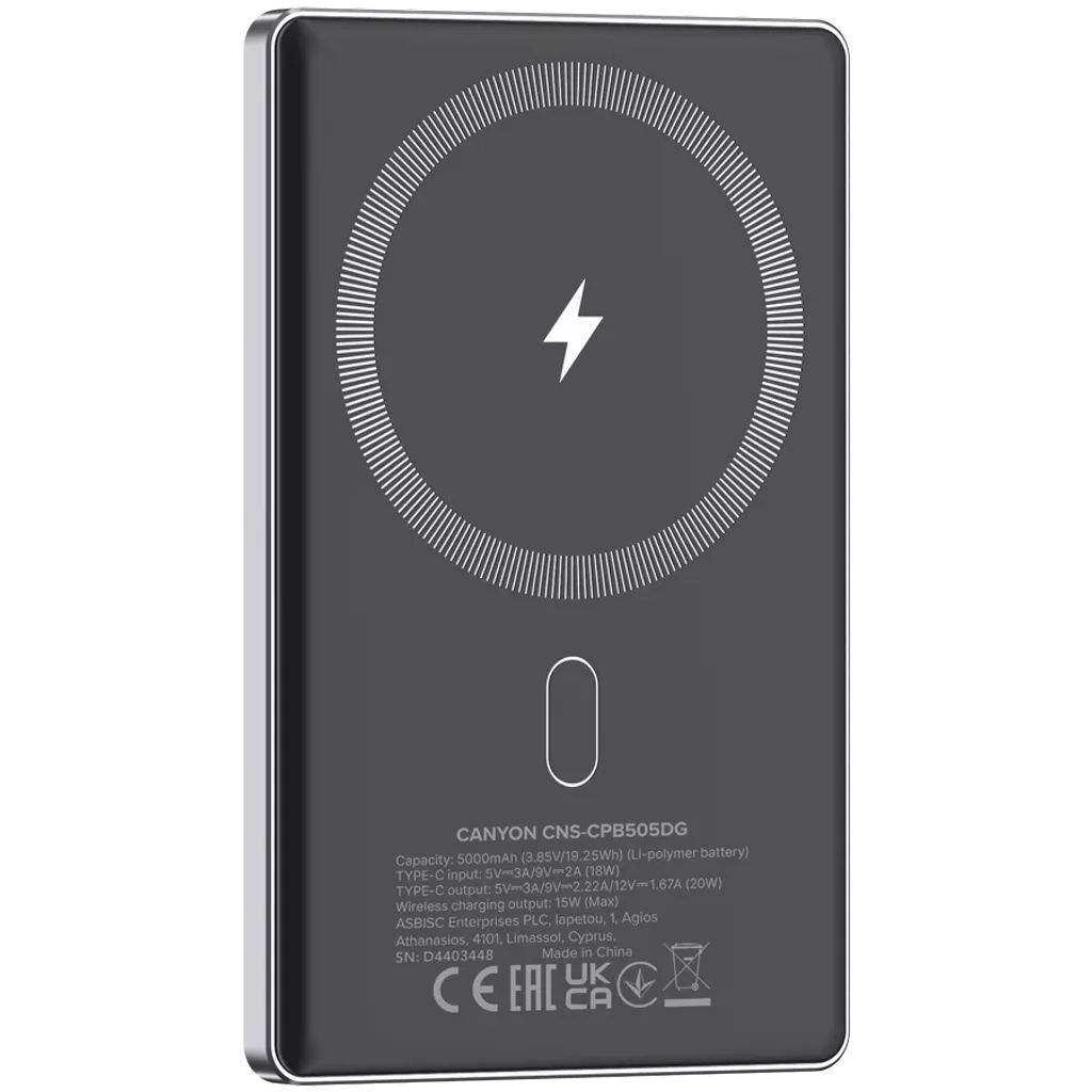 Canyon CNS-CPB505DG 5000mAh PowerBank Dark Grey