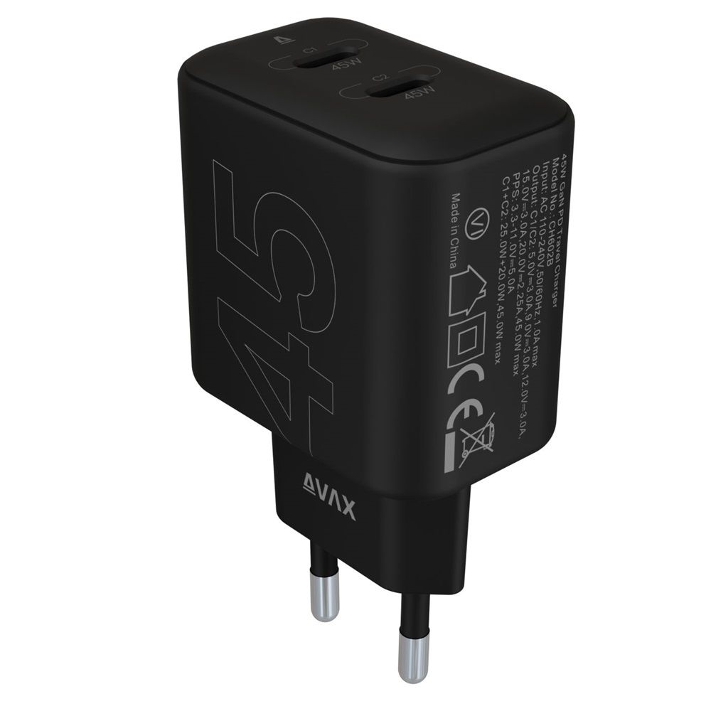 Avax CH602B Speedy 45W GaN Fast Charger Black