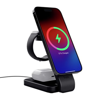 Trust Viro 3-in-1 Wireless Magnetic Charge Stand Black