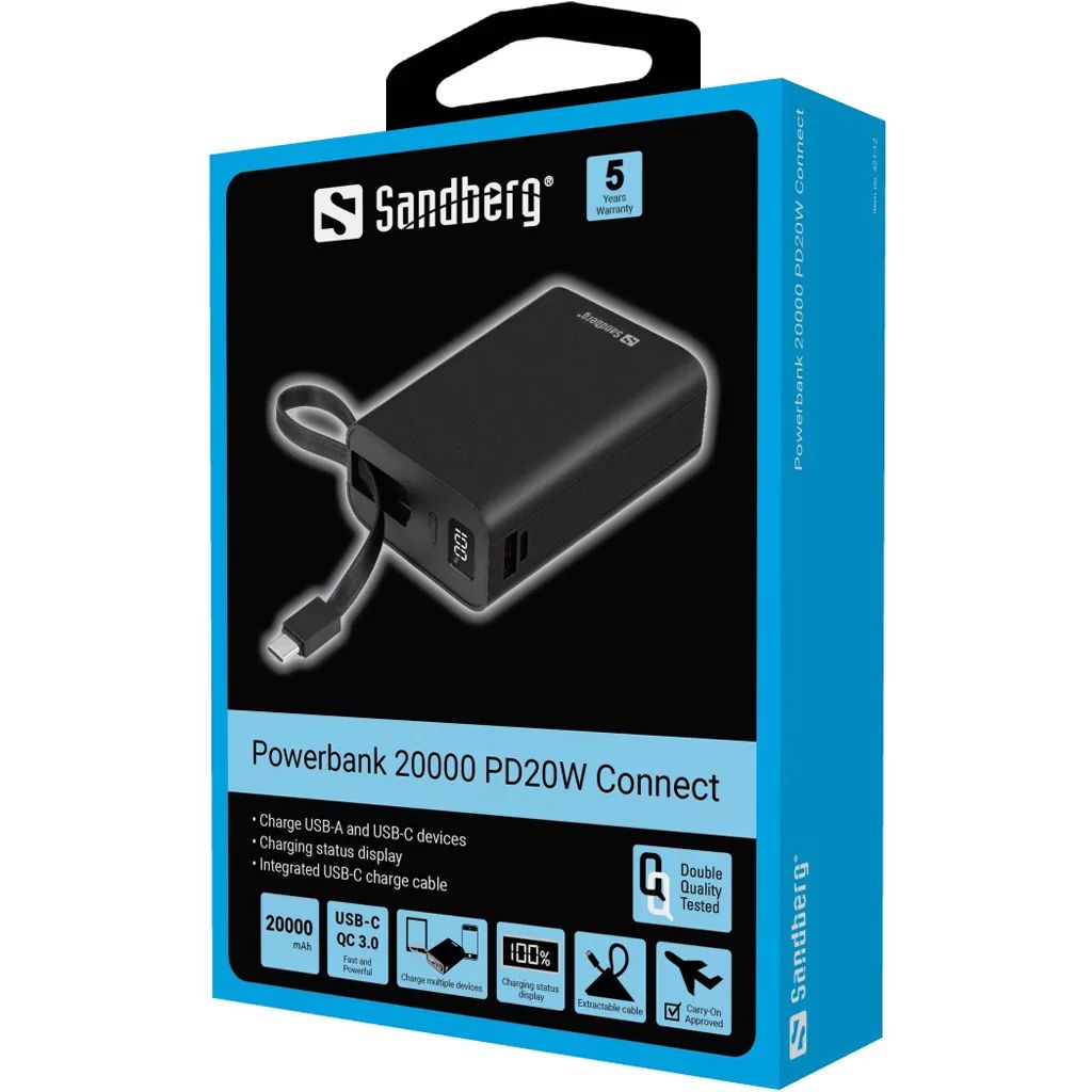Sandberg PD20W 20000mAh Powerbank Black