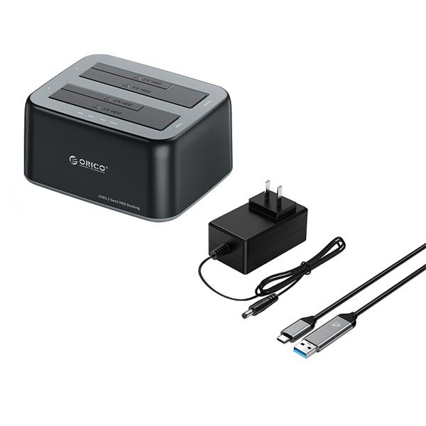Orico 2,5"/3,5" SATA HDD/SSD Dual-bay Dock with Offline Clone Function Black