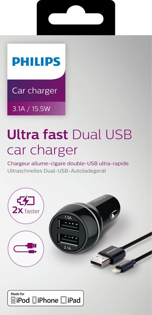 Philips Ultra Fast Dual USB car Charger