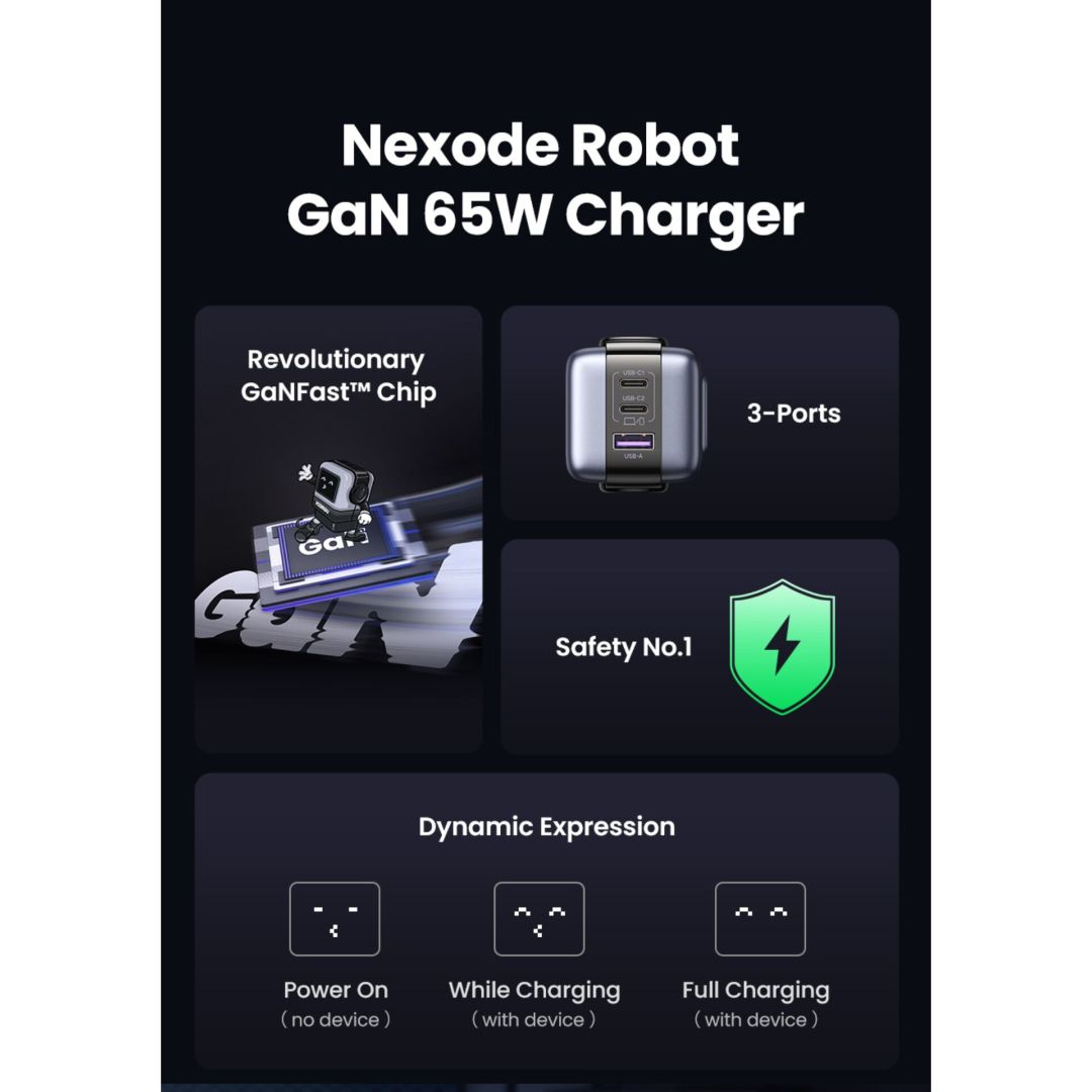 UGREEN Uno RG 65W 3-Port GaN Fast Charger EU Black