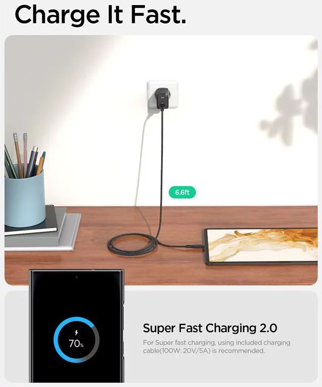 Spigen ArcStation Pro 65W Wall Charger GaN / 1-Port Black