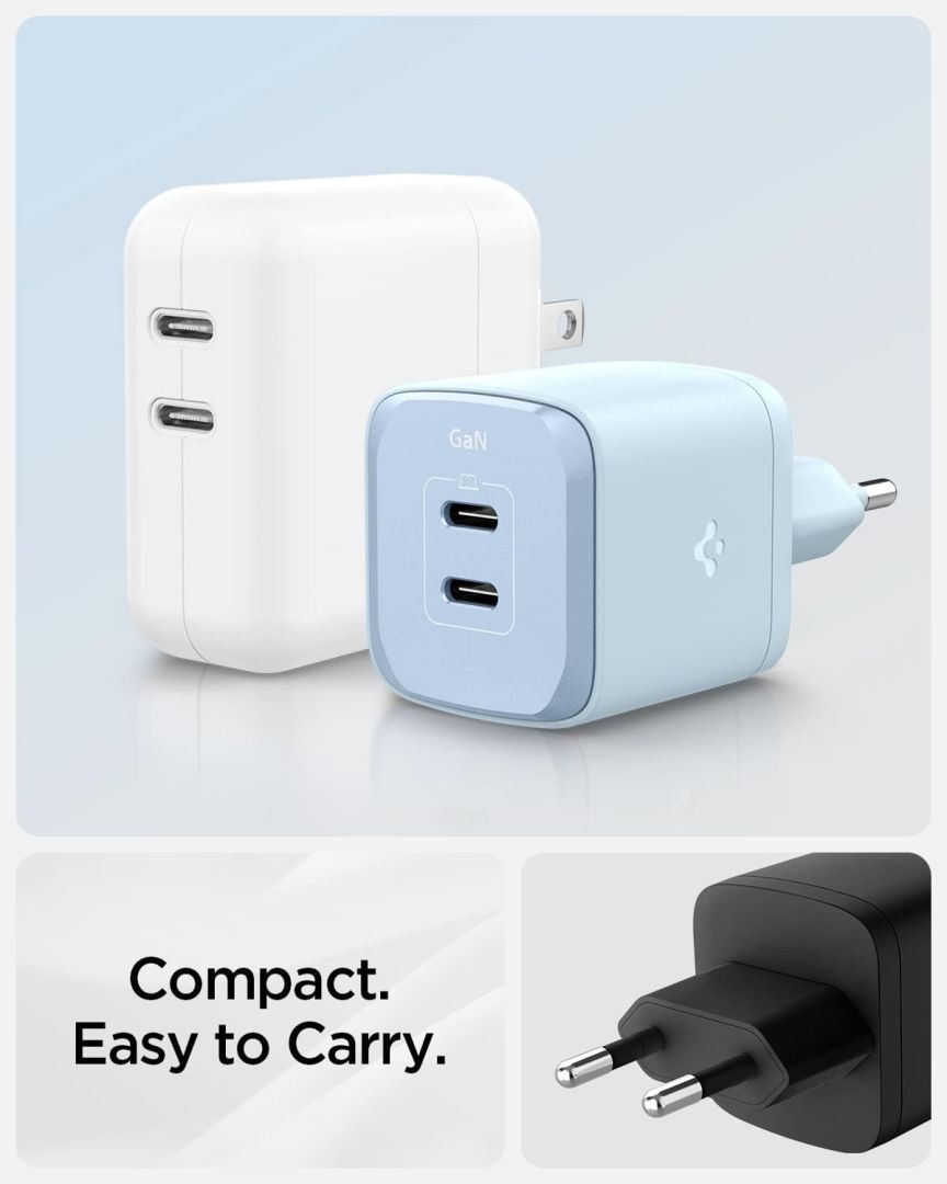 Spigen ArcStation Pro GaN/2-Port/USB-C PD3.0 45W/USB-C PD3.0 45W/Total 45W Black