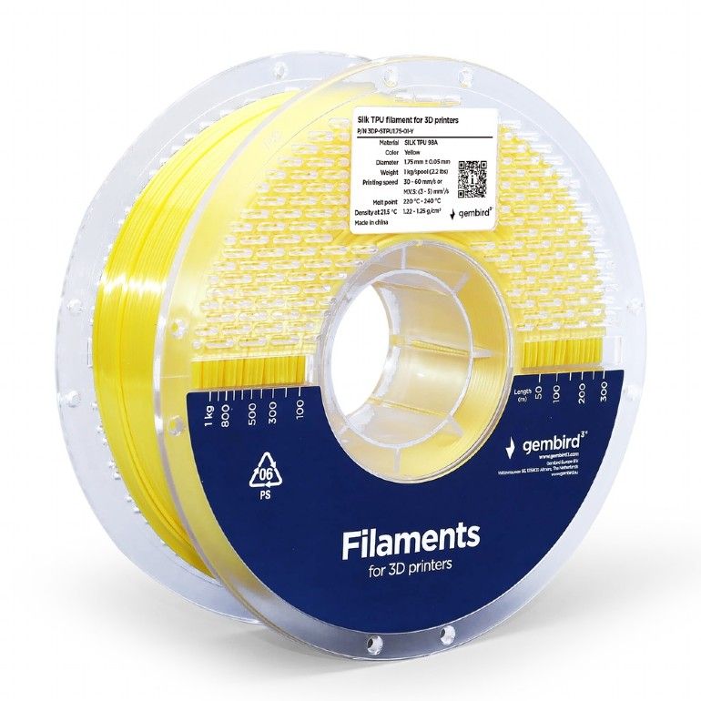 Gembird 3DP-STPU1.75-01-Y Filament TPU Yellow 1.75mm 1kg