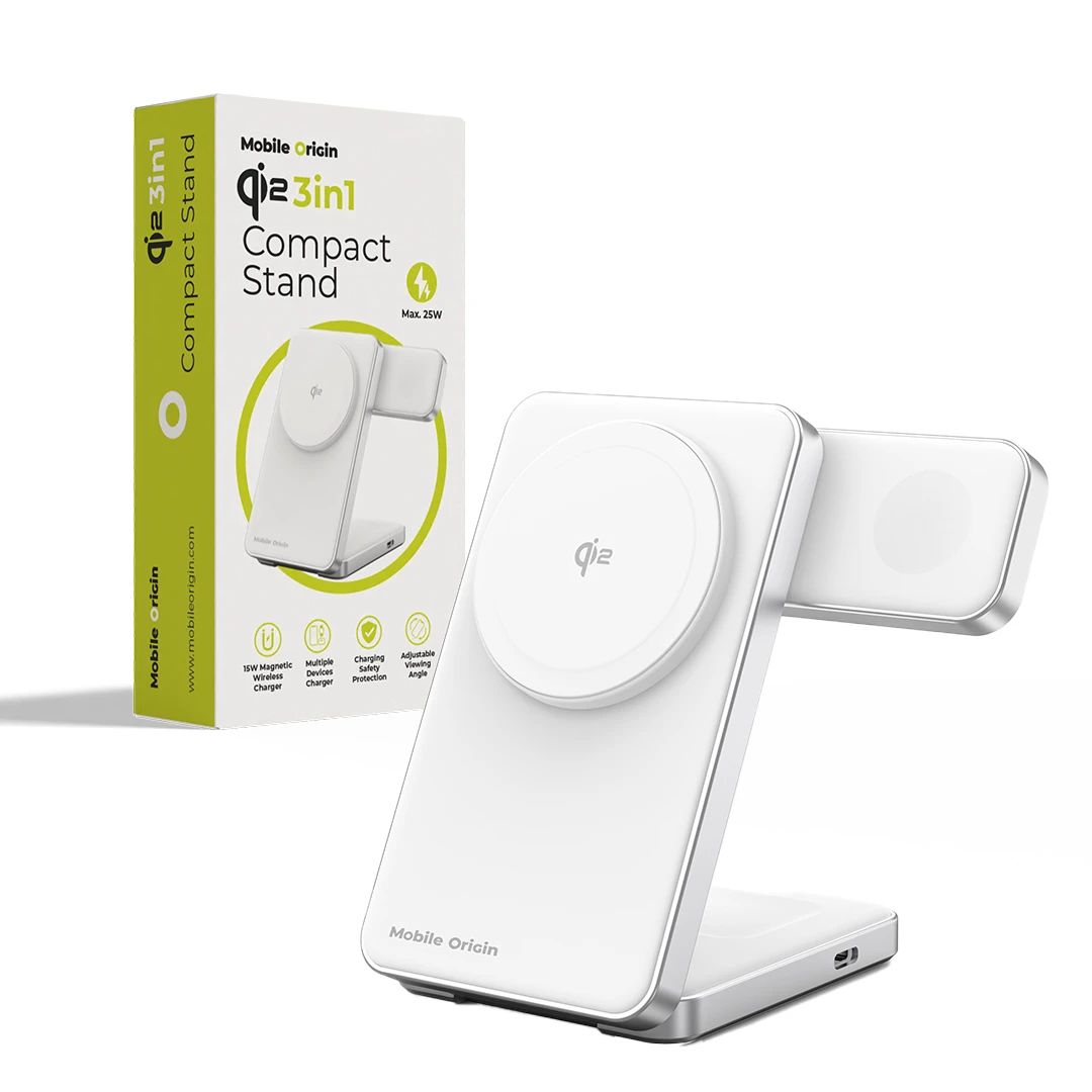 Mobile Origin Qi2 CompactStand 3in1 White/Silver