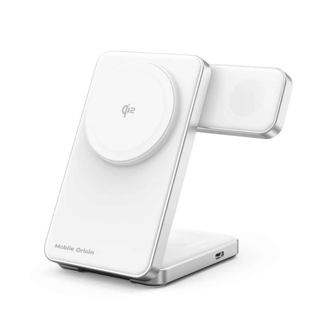 Mobile Origin Qi2 CompactStand 3in1 White/Silver