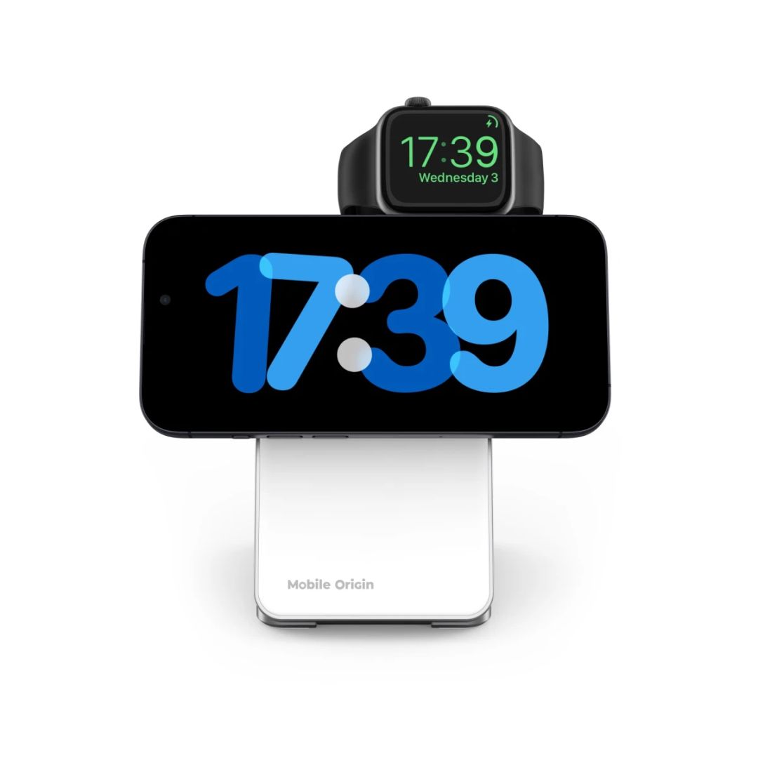 Mobile Origin Qi2 CompactStand 3in1 White/Silver