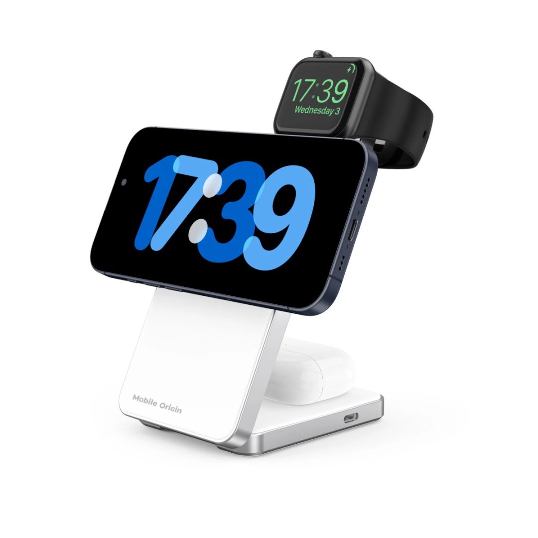 Mobile Origin Qi2 CompactStand 3in1 White/Silver