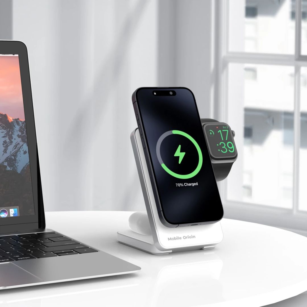 Mobile Origin Qi2 CompactStand 3in1 White/Silver