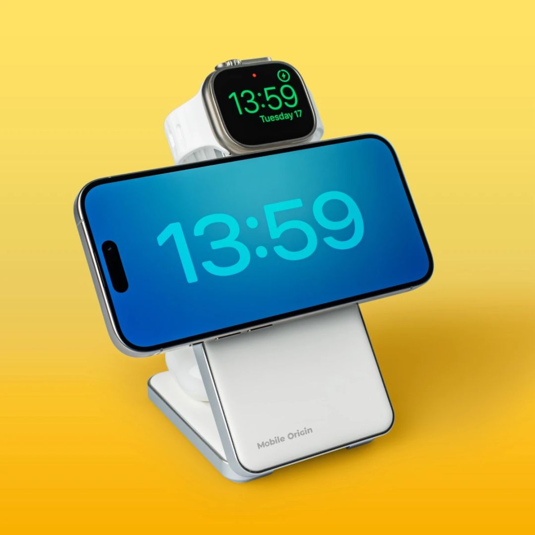 Mobile Origin Qi2 CompactStand 3in1 White/Silver