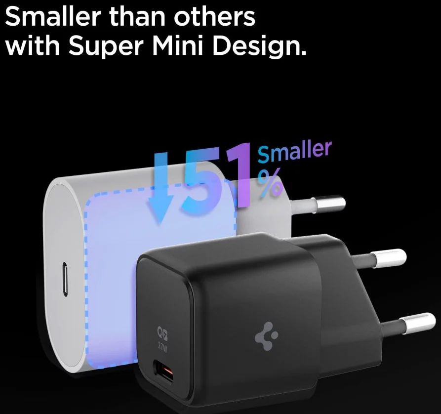 Spigen ArcStation Wall Charger 1-Port/ USB-C PD 27W/PPS 25W Black