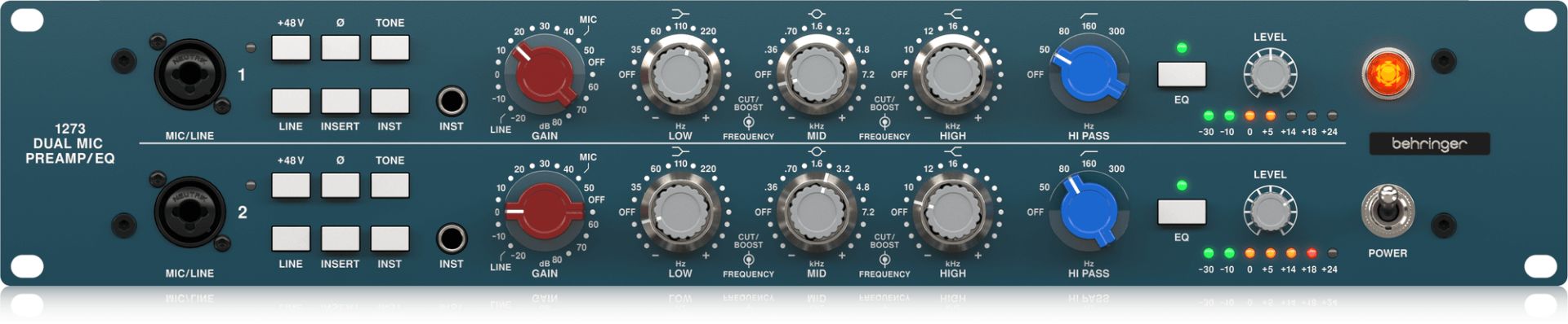 Behringer 2-Channel Microphone Preamplifier with 3-Band Equalizers and Custom-Built Midas Transformers