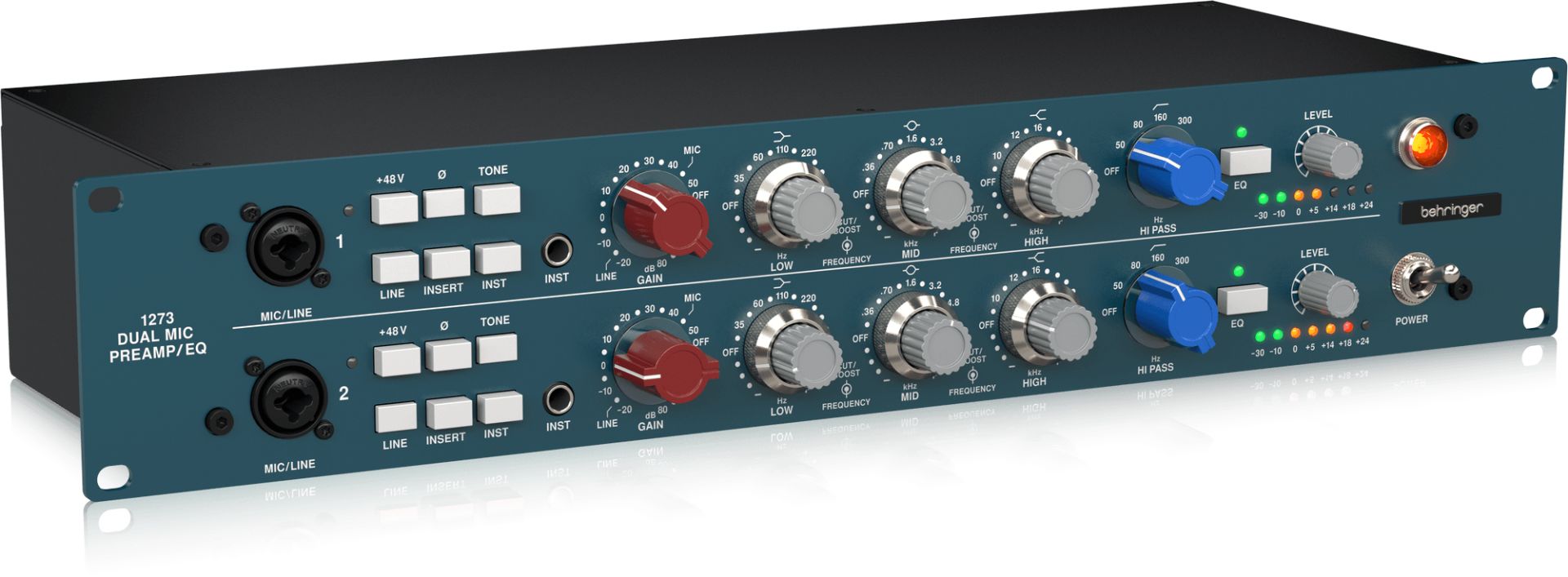 Behringer 2-Channel Microphone Preamplifier with 3-Band Equalizers and Custom-Built Midas Transformers