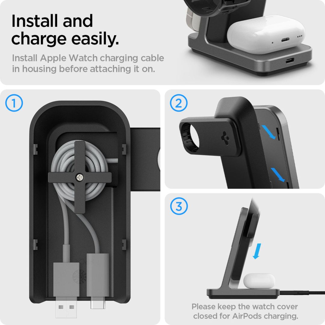 Spigen OneTap Pro 3 3-in-1 Wireless Charging Stand