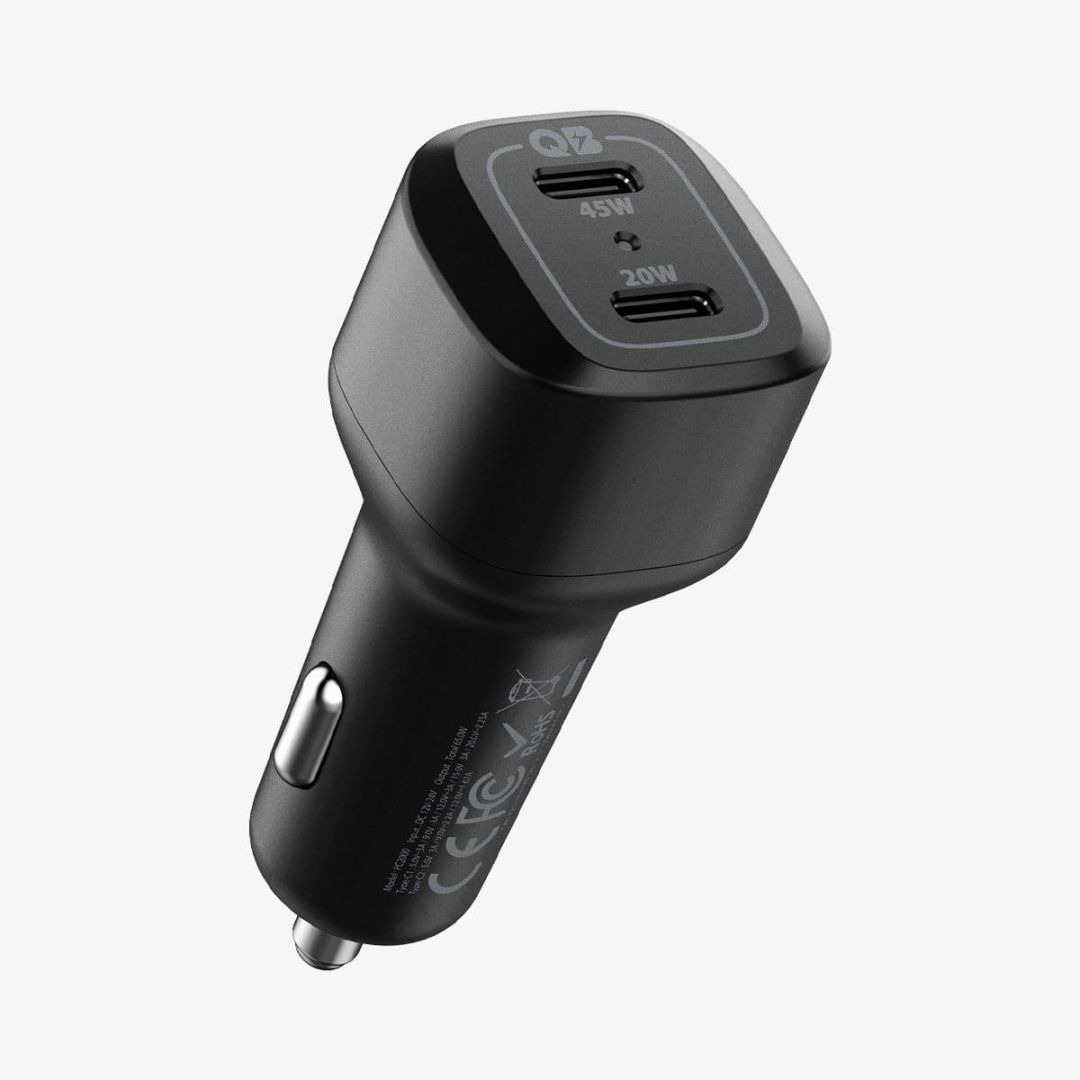 Spigen PowerArc ArcStation Car Charger 2-Port/USB-C PD 3.0 45W/USB-C PD 3.0 20W /Total 65W Black