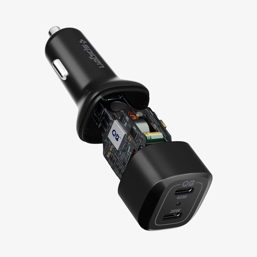 Spigen PowerArc ArcStation Car Charger 2-Port/USB-C PD 3.0 45W/USB-C PD 3.0 20W /Total 65W Black