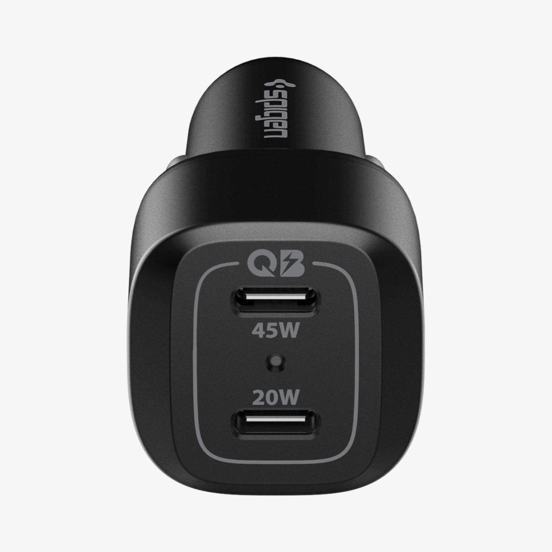 Spigen PowerArc ArcStation Car Charger 2-Port/USB-C PD 3.0 45W/USB-C PD 3.0 20W /Total 65W Black