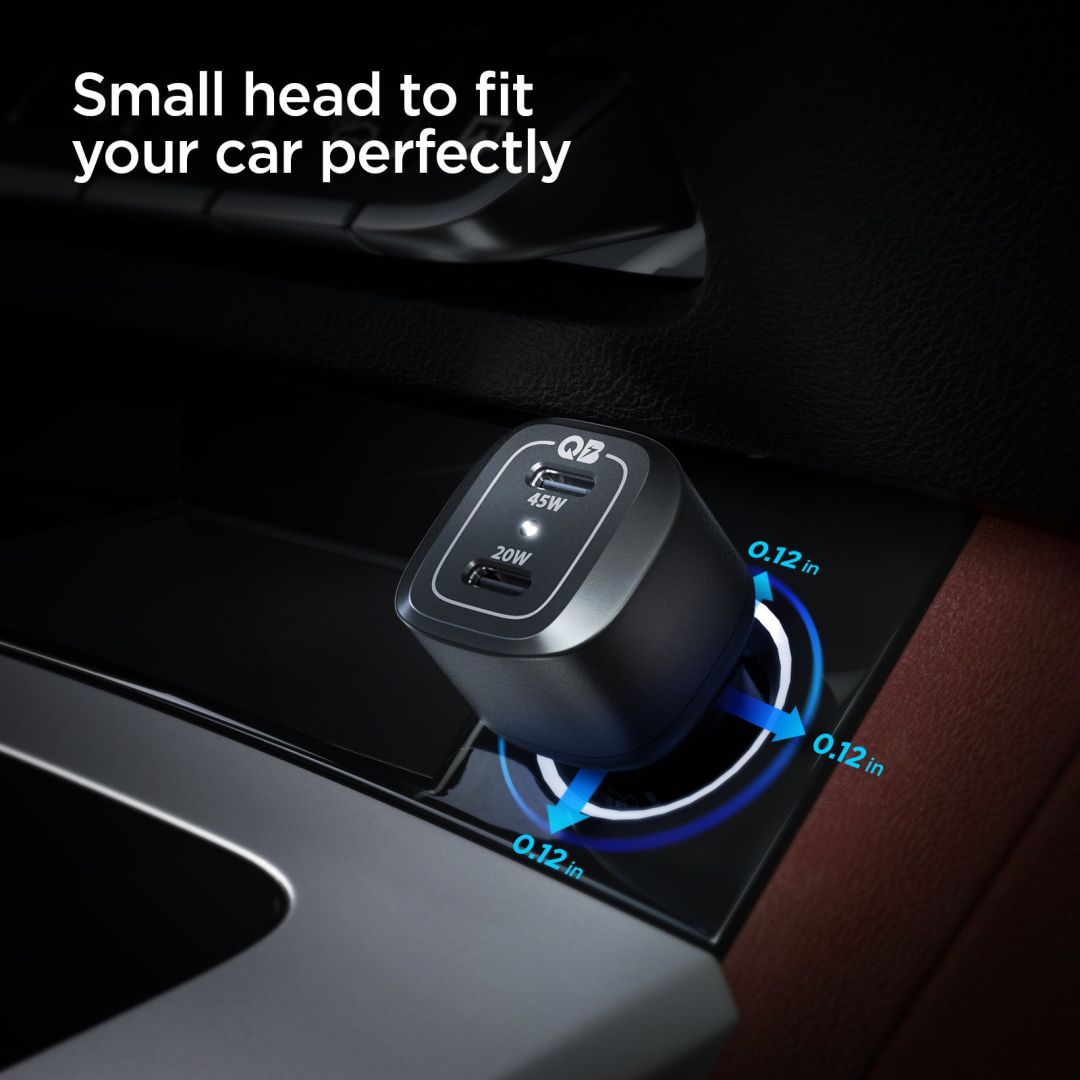 Spigen PowerArc ArcStation Car Charger 2-Port/USB-C PD 3.0 45W/USB-C PD 3.0 20W /Total 65W Black