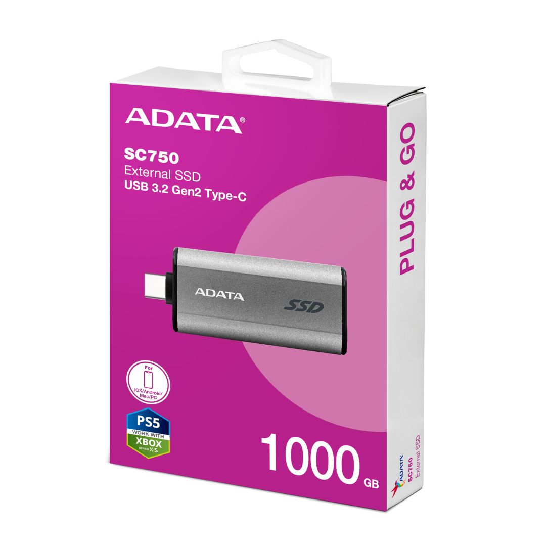 A-Data 1TB USB3.2 SC750 Titan Black