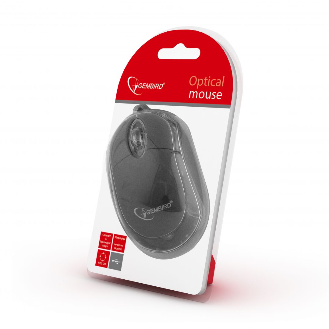 Gembird MUS-U-01-BKT optical mouse Black/Transparent
